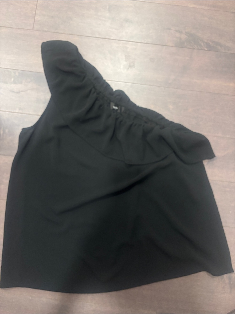 Mossimo Supply Co. Black One-Shoulder Ruffle Top